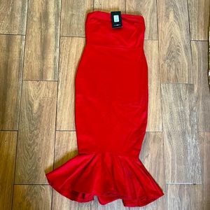 Red stretchy material dress